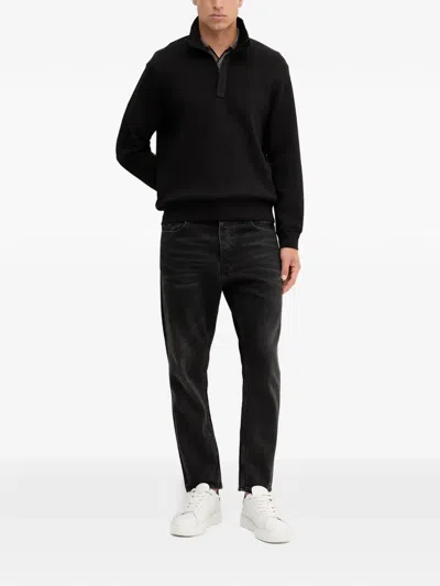 Armani Exchange Zip Collared Sweatshirt In Black