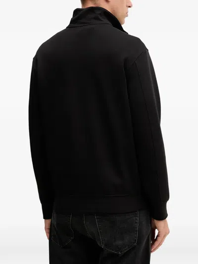 Armani Exchange Zip Collared Sweatshirt In Black