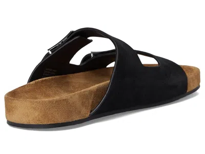 Tory Burch Mellow Suede Dual-buckle Slide Sandals In Black