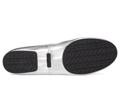 Tory Burch Silver Colored Ballerinas With Logo Plaque On The Front And Elasticated Design In Leather Woman In Silver