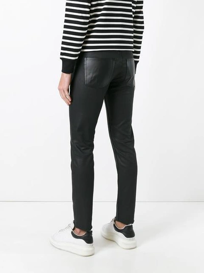 Shop Alexander Mcqueen Leather Panelled Skinny Jeans