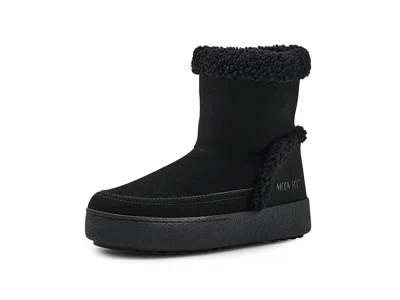 Moon Boot Ltrack Lara Zip-front Shearling Boots In Blue