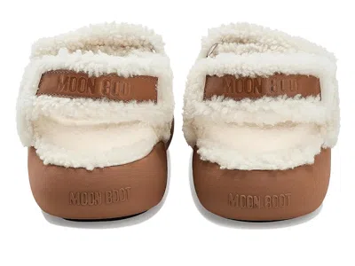 Moon Boot Shearling Sandal In White