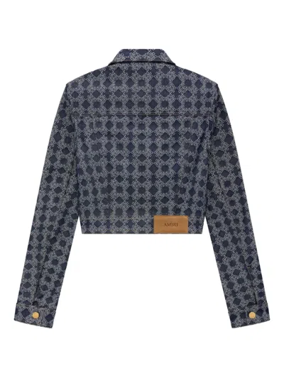 Amiri Ma Quad Patterned Zip-up Denim Jacket In Blue
