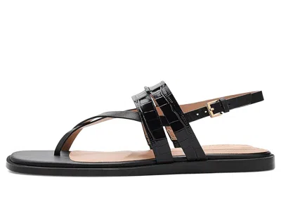 Cole Haan Go-to Estella Flat Leather Thong Sandal In Black