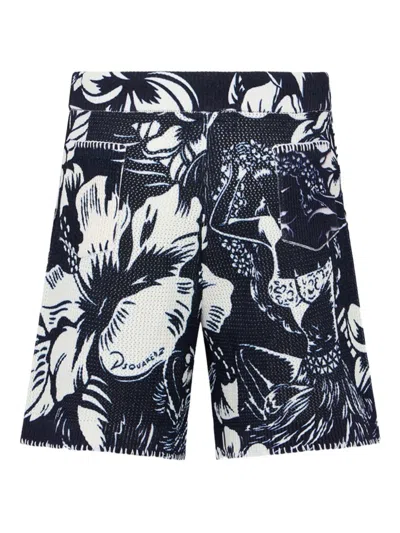 Dsquared2 Floral-pattern Shorts In Blue
