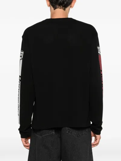 Represent Long Sleeve Crew Neck Graphic Text T-shirt In Black