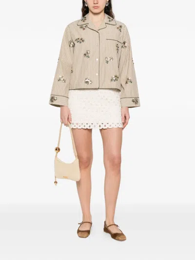 Sandro Crocheted Mini Skirt In Neutral