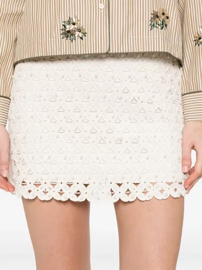 Sandro Crocheted Mini Skirt In Neutral