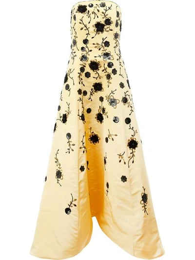 Shop Oscar De La Renta Sequinned Feather Flower Gown