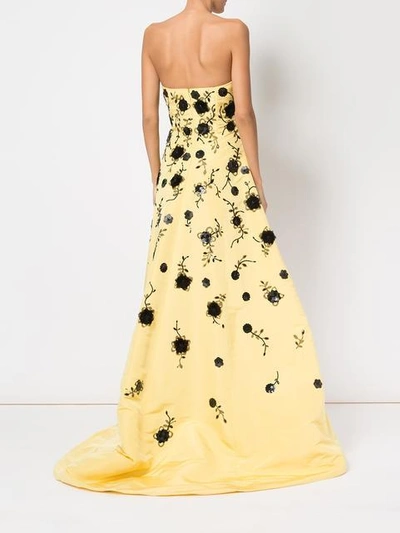 Shop Oscar De La Renta Sequinned Feather Flower Gown