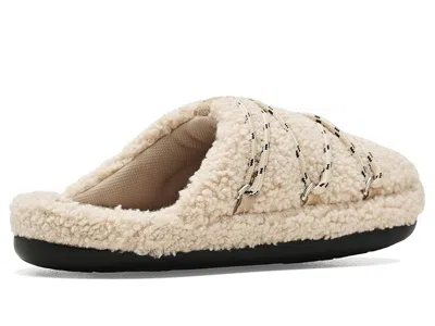 Moon Boot Teddy Texture Slippers Flat Sole Lace In Neutral