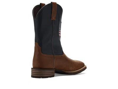 Ariat Hybrid Rancher Patriot Wide Square Toe Cowboy Boot In Brown