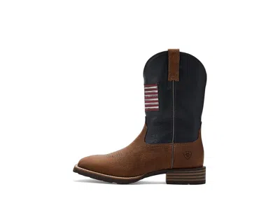 Ariat Hybrid Rancher Patriot Wide Square Toe Cowboy Boot In Brown