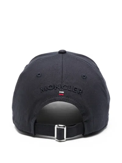 Moncler Logo Patch Adjustable Baseball Cap In Blue