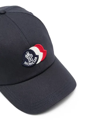 Moncler Logo Patch Adjustable Baseball Cap In Blue