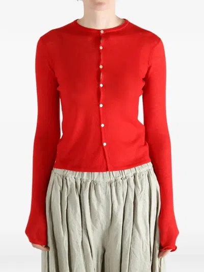 Auralee Buttoned Cardigan In Red