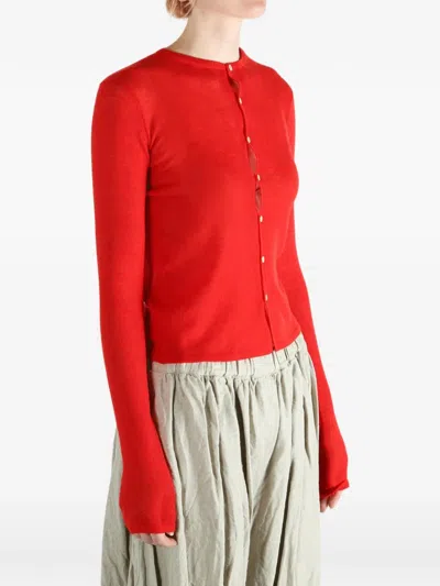 Auralee Buttoned Cardigan In Red