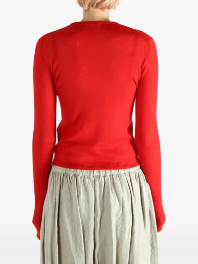 Auralee Buttoned Cardigan In Red