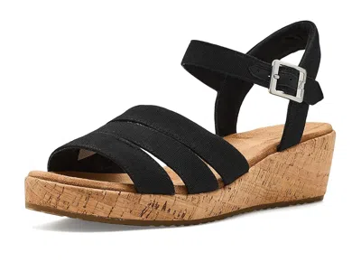 Toms Women's Julia Open Toe Wedge Sandals In Black