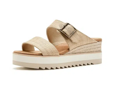 Toms Women's Diana Mule Buckle Wedge Sandal Almond Raffia In Brown