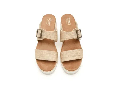 Toms Women's Diana Mule Buckle Wedge Sandal Almond Raffia In Brown