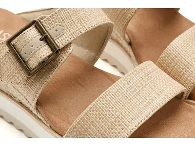 Toms Women's Diana Mule Buckle Wedge Sandal Almond Raffia In Brown