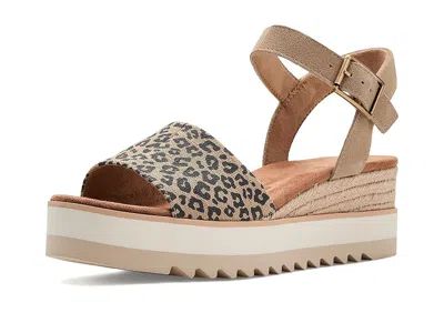 Toms Women's Diana Wedge Sandal Leopard Print In Brown