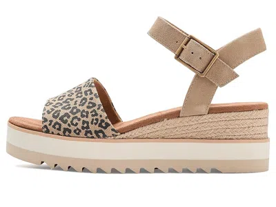 Toms Women's Diana Wedge Sandal Leopard Print In Brown