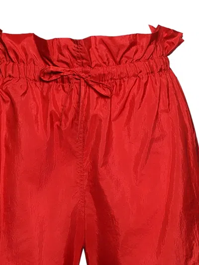 Jil Sander Ruffled Drawstring Shorts In Red