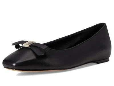 Kate Spade Deco Bow Smooth Leather Flat In Black
