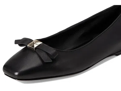 Kate Spade Deco Bow Smooth Leather Flat In Black