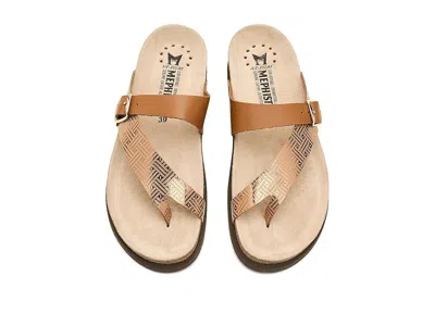 Mephisto Helen Mix Toe Loop Sandal In Gold