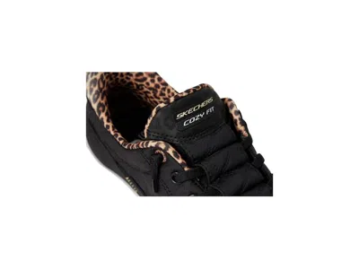 Skechers Wide Width Hands Free Slipins Contour Foam Cozy Fit Leopard Dream Sneaker In Black