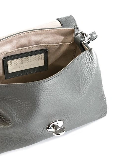 Shop Zanellato Fold-over Closure Crossbody Bag In Grey