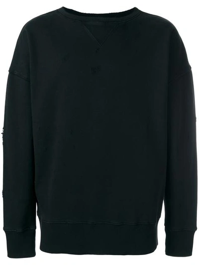 Faith Connexion Distressed Cotton Sweatshirt In Black
