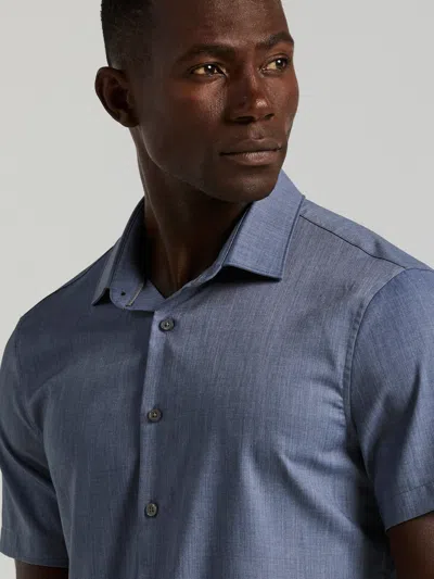 Perry Ellis Men's Slim-fit Short-sleeve Shirt In Blue