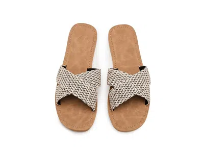 Roxy Andreya Raffia Slide Sandal In Brown