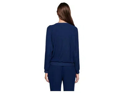 Eberjey Cozy Time Crew Neck Pullover In Blue
