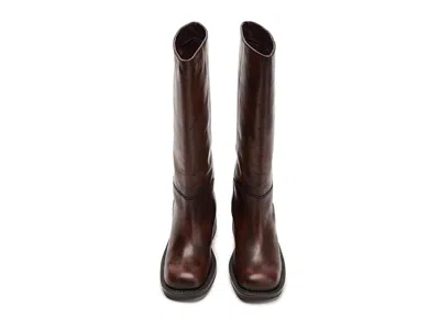 Free People Dana Distressed Pull On Boots Cognac In Multi
