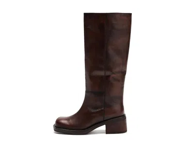 Free People Dana Distressed Pull On Boots Cognac In Multi