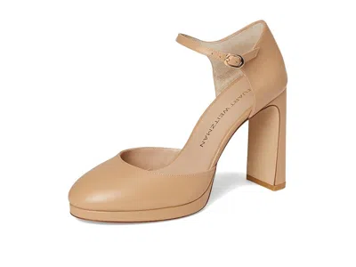Stuart Weitzman 100mm Babette Leather Platform Pumps In Brown