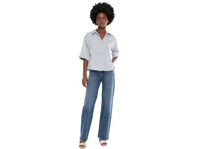 Cece Drop Shoulder Boxy Top In Blue