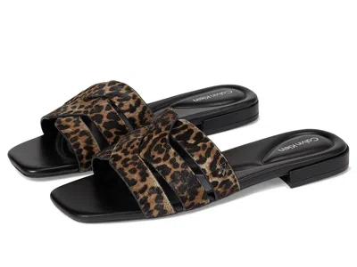 Calvin Klein Tishaly Genuine Calf Hair Slide Sandal In Animal Print