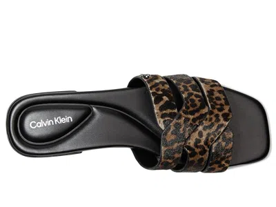 Calvin Klein Tishaly Genuine Calf Hair Slide Sandal In Animal Print