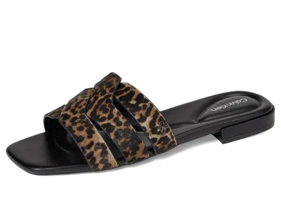 Calvin Klein Tishaly Genuine Calf Hair Slide Sandal In Animal Print