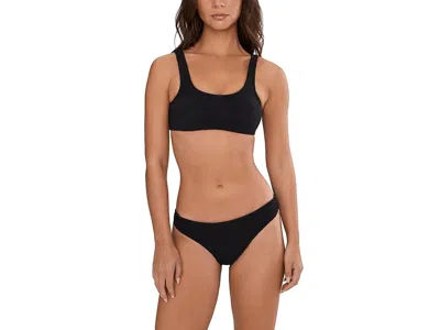 Nike Swim Solid Color Bikini With Printed Logo In Black