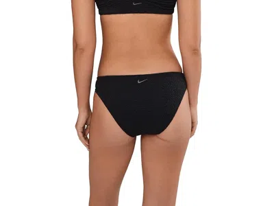 Nike Swim Solid Color Bikini With Printed Logo In Black
