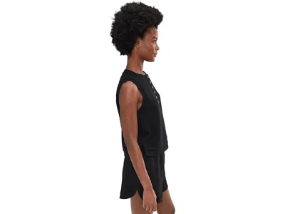Varley Marla Button Placket Tank Top In Black
