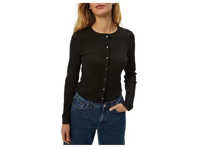 Michael Stars Trixie Cotton Snap-up Cardigan In Black